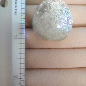 Vintage Lucite Clear/Silver Glitter Ring